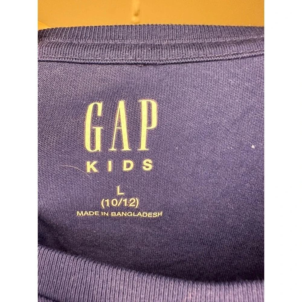 GAP Kids Girls Top Size L (10/12) Navy Blue Floral Heart Graphic‎ Tee NWT